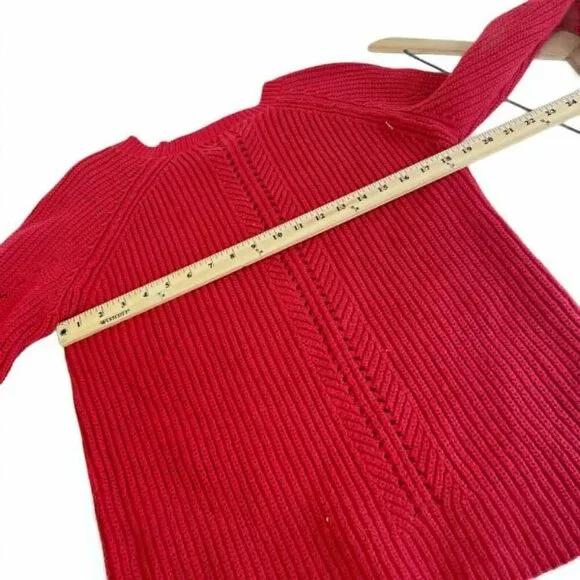 Lucky Brand Crew Neck Pointelle Ribbed Pullover Sweater Red Small NEW Womens - Picture 8 of 11